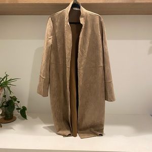 Tan suede long oversized Zara Jacket